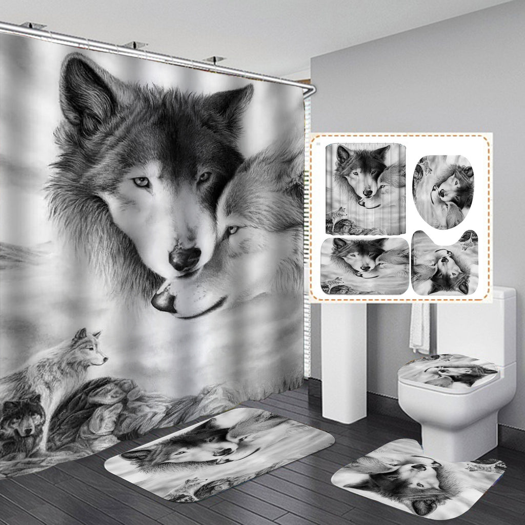 18 pc Animal Print Shower Curtain and Bath Mat set