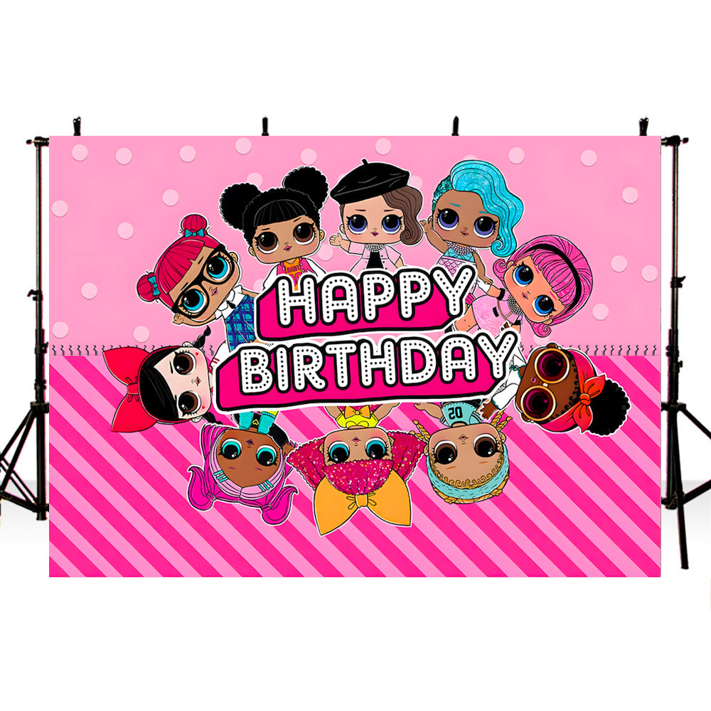 Customize Surprise Photo Backdrop Lol Glitter Pink Girls Birthday Party  Photography Background