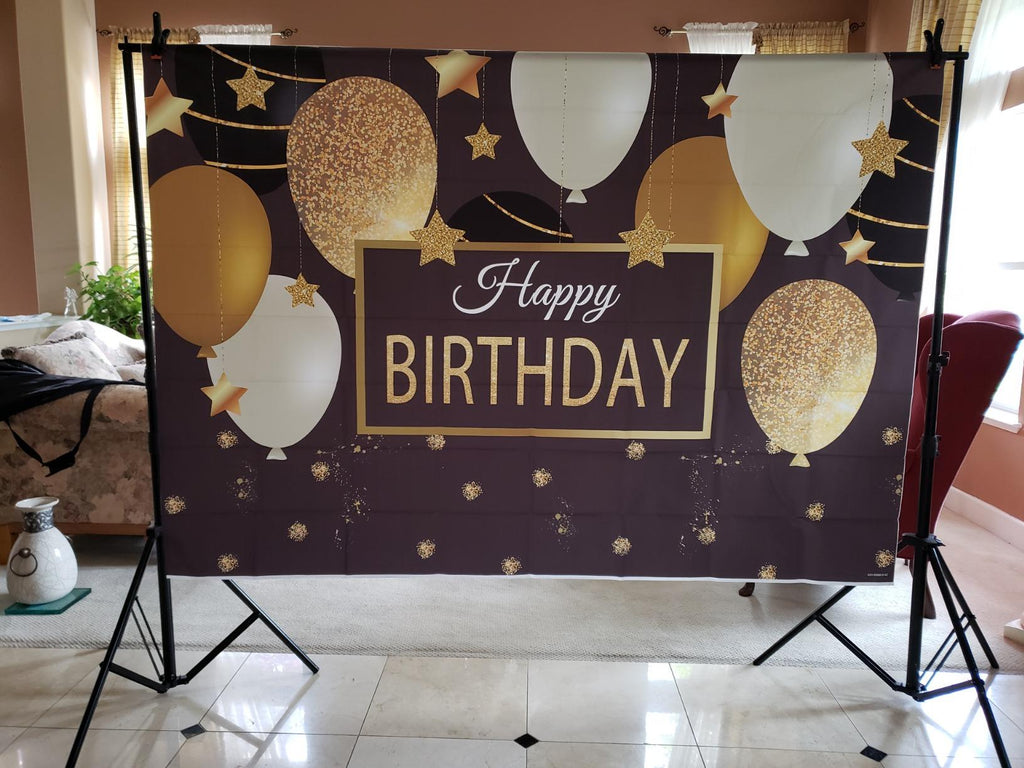 Decoracion De Cumpleaños Para Hombre Mujer Happy Birthday Globos Negro y  Dorado