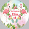 Customize Name Summer Flamingo Round Photo Backdrop Cover Tropical Hawaii Birthday Party Circle Background Cover