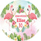 Customize Name Summer Flamingo Round Photo Backdrop Cover Tropical Hawaii Birthday Party Circle Background Cover