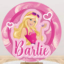 Customize Barbie Photo Backdrop Cover Girls Round Backdrop Birthday Party Circle Covers