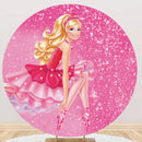 Customize Barbie Photo Backdrops Cover Girls Round Backdrop Birthday Party Circle Covers