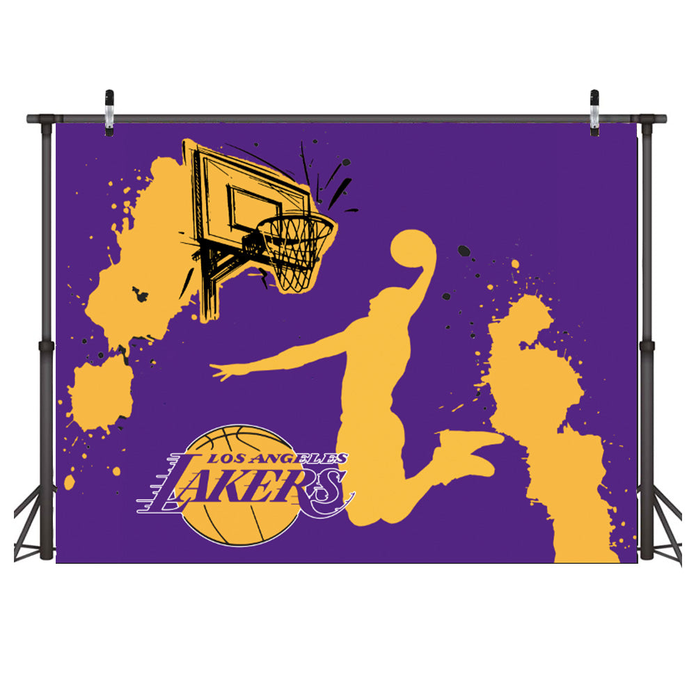 Custom Basketball Lakers Photo Backdrop Blue and Yellow Birthday Party ...