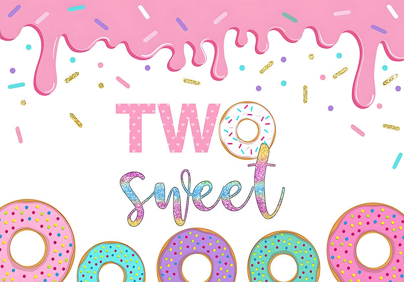 Custom Candy Donut Photo Backdrop Two Sweet Doughnut Kids Party Photography Backgrounds Banner