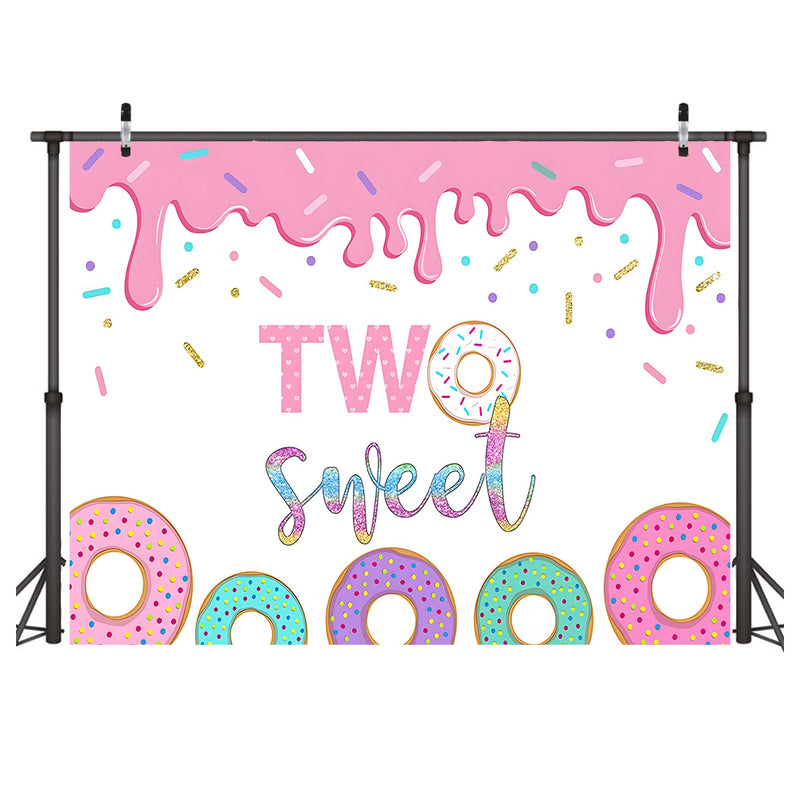 Custom Candy Donut Photo Backdrop Two Sweet Doughnut Kids Party Photography Backgrounds Banner