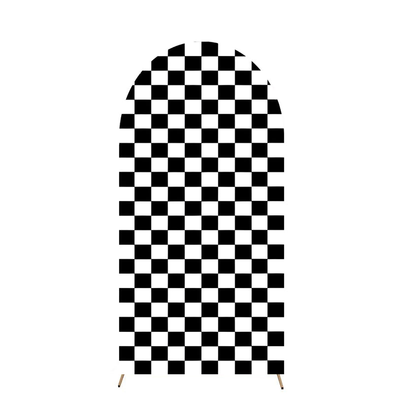 Customize Size Black and White Pattern Photo Background Cover Arch Chiara Theme Background Double Side Elastic Covers