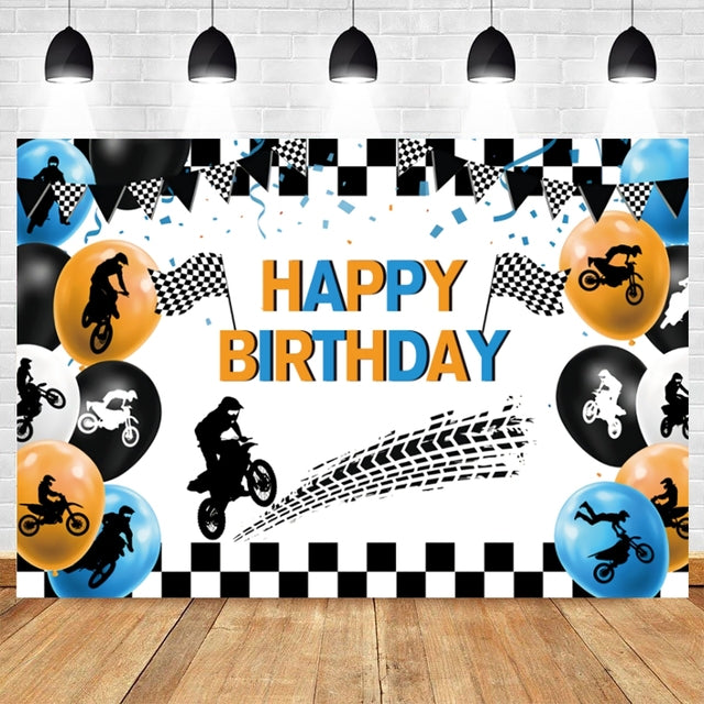 Customize Motocross Photography Background Children Birthday Decoration Banner Backdrop Photo Studio