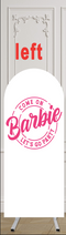 Fondo de foto de Barbie de tamaño personalizado, cubierta de fiesta de cumpleaños para niñas, color rosa dorado, fondo de arco temático, cubiertas elásticas de doble cara 