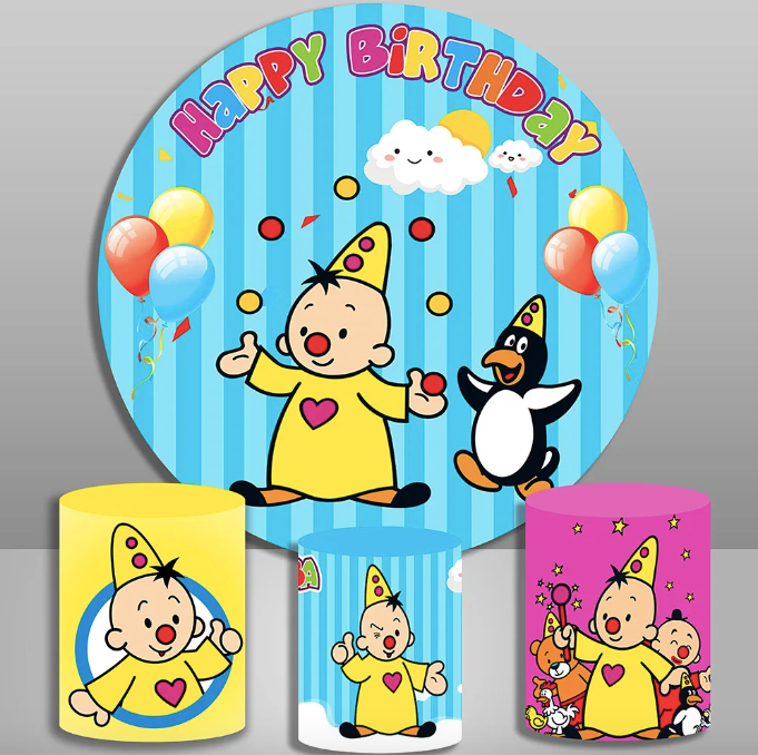 Custom Cartoon Bumba Round Backdrops Birthday Party Circle Background Birthday Covers Cylinder Plinth Covers