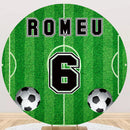 Custom Name Football Round Backdrops Cover Soccer Boys Birthday Party Circle Background Cylinder Plinth Covers