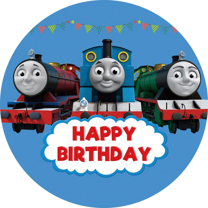 Customize Thomas Tank Engine Round Backdrop Happy Birthday Party Circle Background Covers