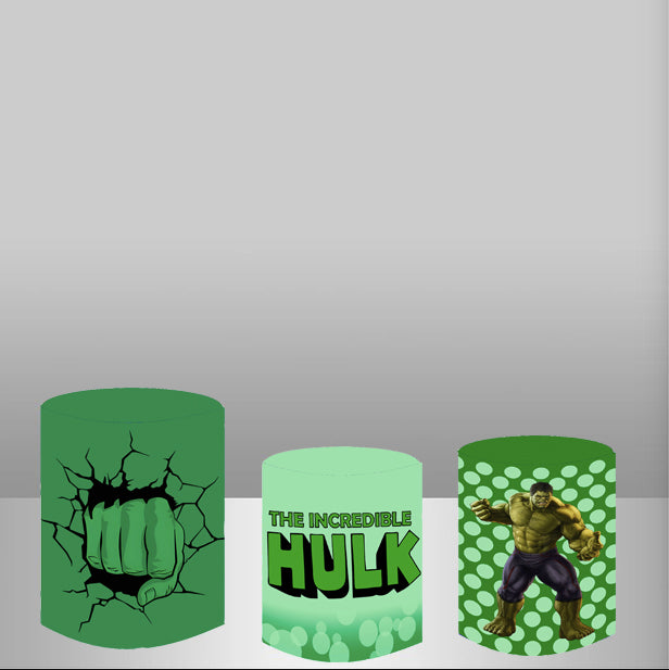 Customize The Hulk Round Backdrop Marvel Boys Photo Birthday Circle Background Cylinder Plinth Covers