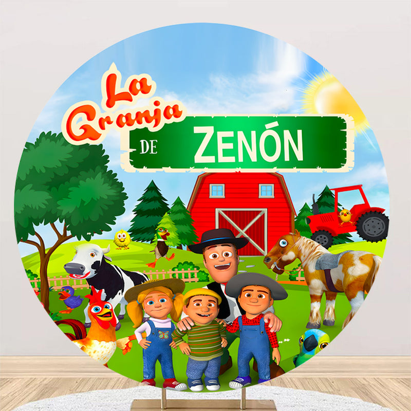Fondo redondo La Granja De Zenon Farm para decoración de fiesta de  cumpleaños de niños – webackdrops