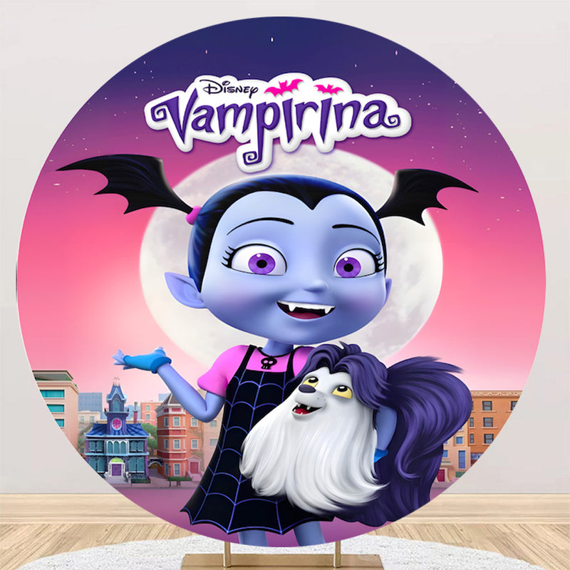 Customize Vampirina Round Backdrops Junior Vampirina Kids Birthday Party Circle Background Cylinder Plinth Covers