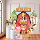 Custom Name Farm Round Backdrops Farm Animals Barnyard Party Circle Background Kids Birthday Banner Cover