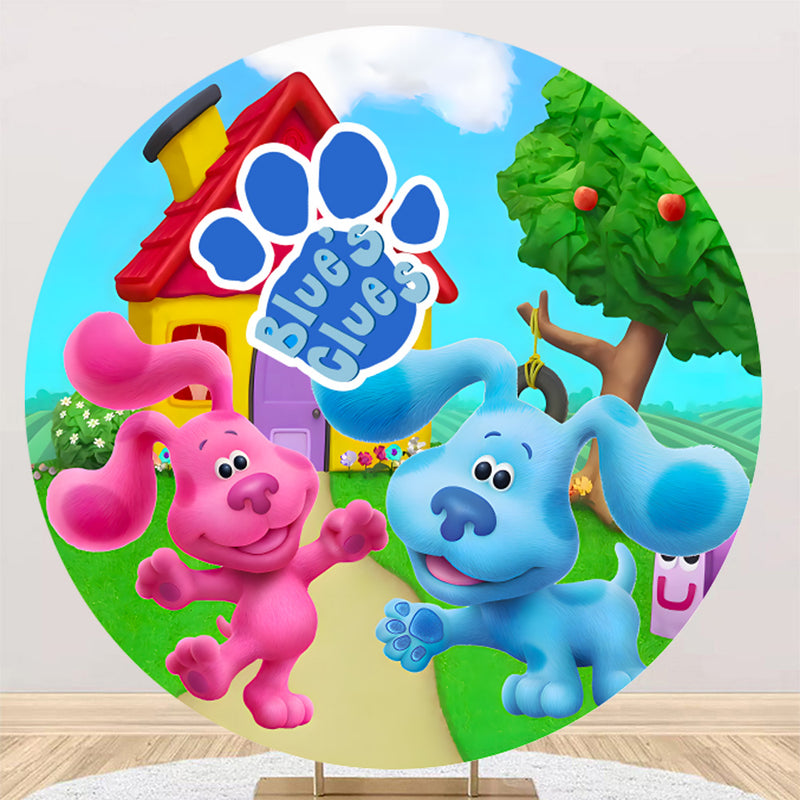 Customize Blues Clues Photo Backdrop Cover Kids Round Backdrop Party Circle Background Covers