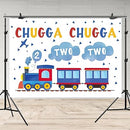 Customize Blue Red Train for Boy Chugga Chugga Two Two Clouds Plane Photo Backdrop Party Photography Backgrounds Banner