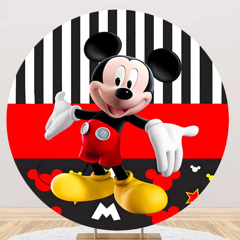 Customize Mickey Mouse Round Backdrop Cover Boys Birthday Circle Photo Backgrounds