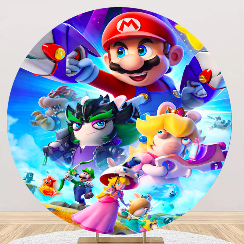 Customize The Super Mario Bros Round Backdrop Mario Photo Birthday Circle Background Cylinder Plinth Covers