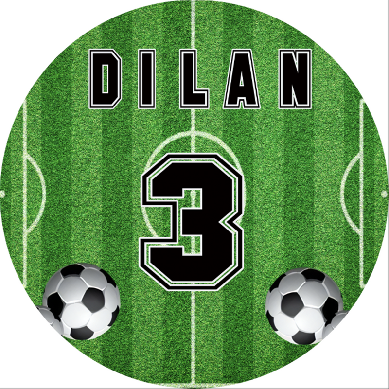 Custom Name Football Round Backdrops Cover Soccer Boys Birthday Party Circle Background Cylinder Plinth Covers