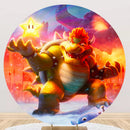 Customize Bowser Backdrop Cover Round Backdrop Child Birthday Party Circle Background Covers