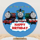 Customize Thomas Tank Engine Round Backdrop Happy Birthday Party Circle Background Covers