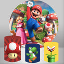 Customize The Super Mario Bros Round Backdrop Mario Kids Photo Birthday Circle Background Cylinder Plinth Covers