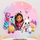 Customize Gabby's Dollhouse Photo Backdrop Cover Kids Round Backdrop Party Circle Background Covers