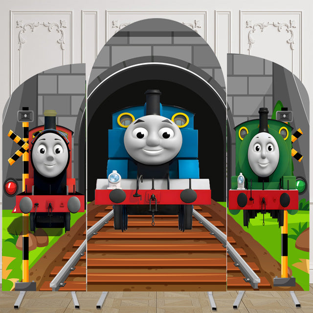 Customize Size Thomas and Friends Photo Background Character Cover Theme Arch Background Double Side Elastic Covers