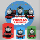 Customize Thomas Tank Engine Round Backdrop Thomas friends Kids Birthday Party Circle Background Covers