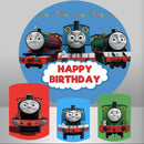 Customize Thomas Tank Engine Round Backdrop Happy Birthday Party Circle Background Covers