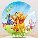 Winnie the Pooh Round Party Backdrops Kids Birthday Photography Background Elastic Studio Baby Shower Birthday Party Decors