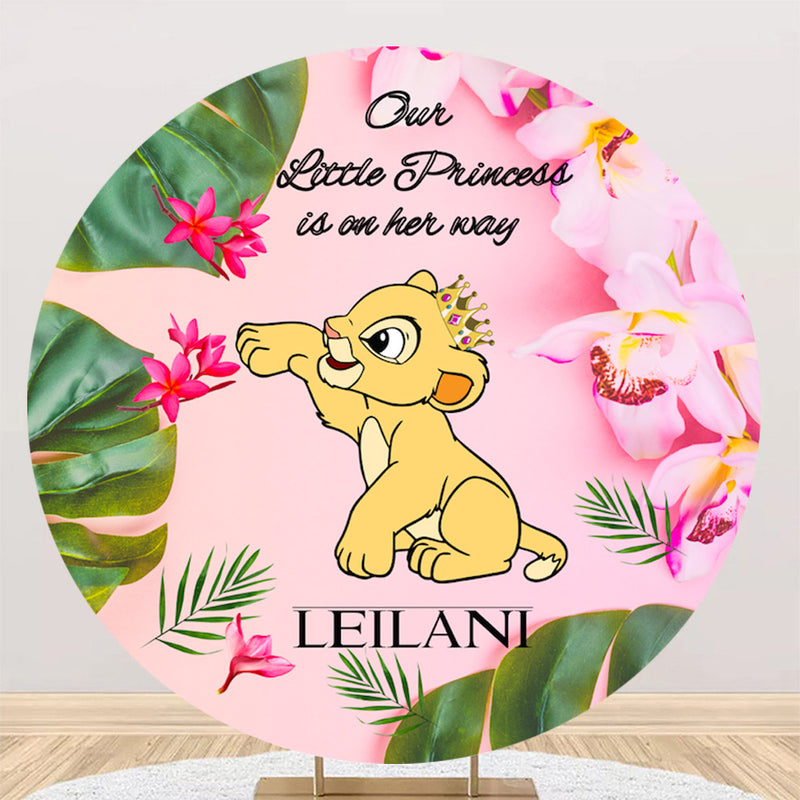 Customize The Lion King Round Backdrop Girls Birthday Circle Background Covers