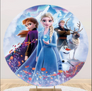 Customize size Frozen Round Backdrop Elsa Girls Birthday Circle Background Cylinder Plinth Covers