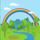 Rainbow Birthday Photo Backdrop Lawn Trees Decor Photo Studio Kids Photography Background