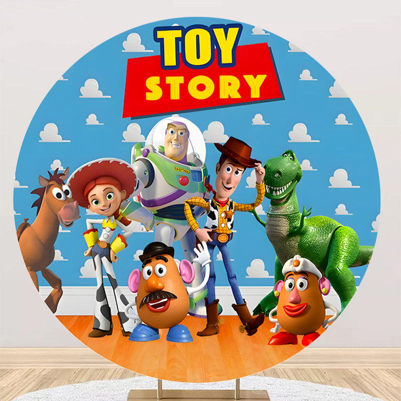 Customize Size Toy Story Birthday Round Backdrop Boys Birthday Party Circle Background Cylinder Plinth Covers