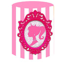 Fondos redondos de Barbie, fondo rosa para fiesta de cumpleaños, cubiertas de cumpleaños, cubiertas de pedestal cilíndricas 