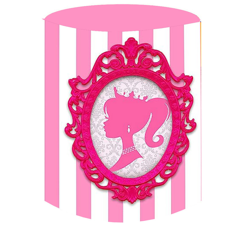 Round Pink Princess Barbie Birthday Party Backdrop Cover Photo Background  Props
