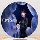 Wednesday Addams Round Backdrops Kids Birthday Party Wednsday Adamas Redondo Circle Background Covers Cylinder Plinth Covers