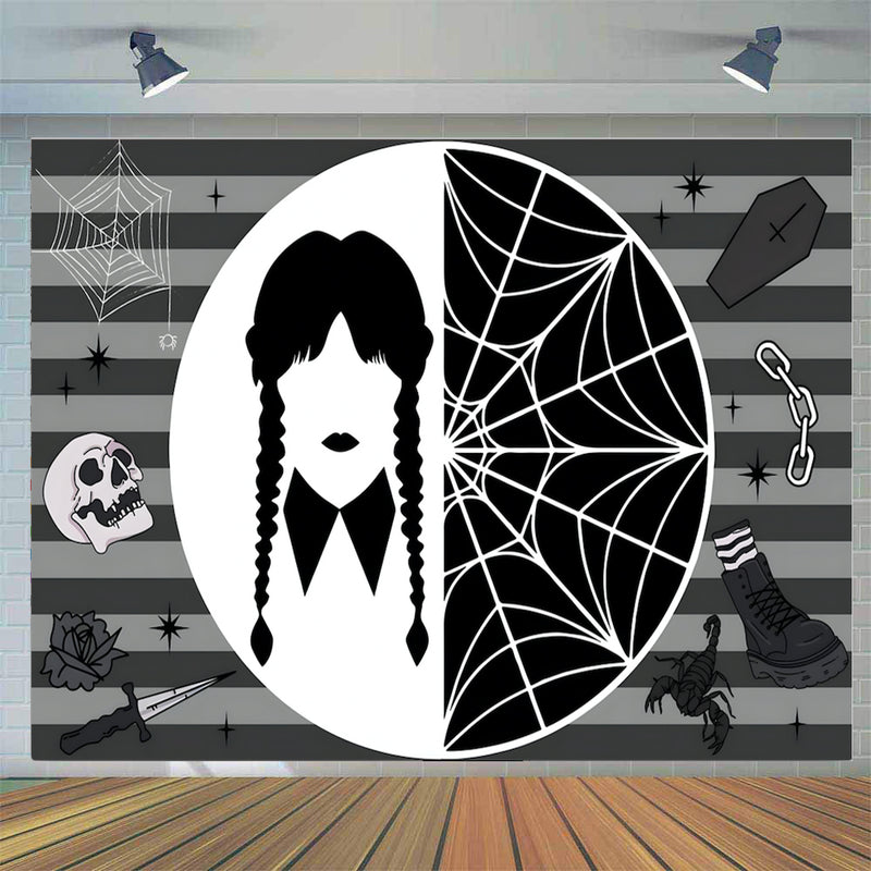 Wednesday Addams Backdrop Birthday Background Nevermore Family Party Photography Thing TV Show Baby Child Banners