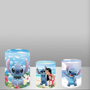 Disney Stitch Round Backdrops Kids Birthday Party Circle Background Birthday Covers Cylinder Plinth Covers