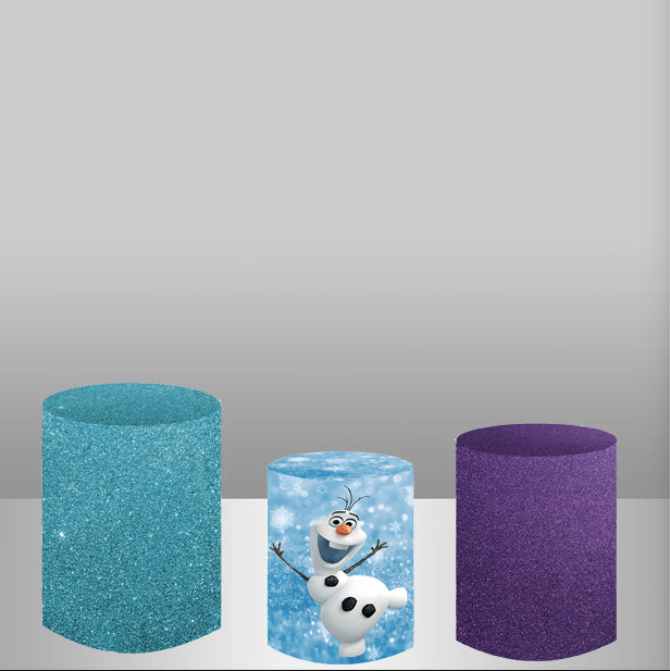 Customize size Frozen Round Backdrop Elsa Girls Birthday Circle Background Cylinder Plinth Covers