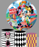 Custom Mouse Round Backdrops Boys and Girls Birthday Circle Background Cylinder Plinth Covers