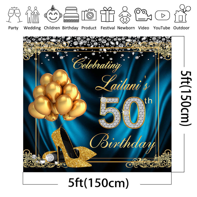  Cartel de fondo de feliz cumpleaños 50, decoraciones
