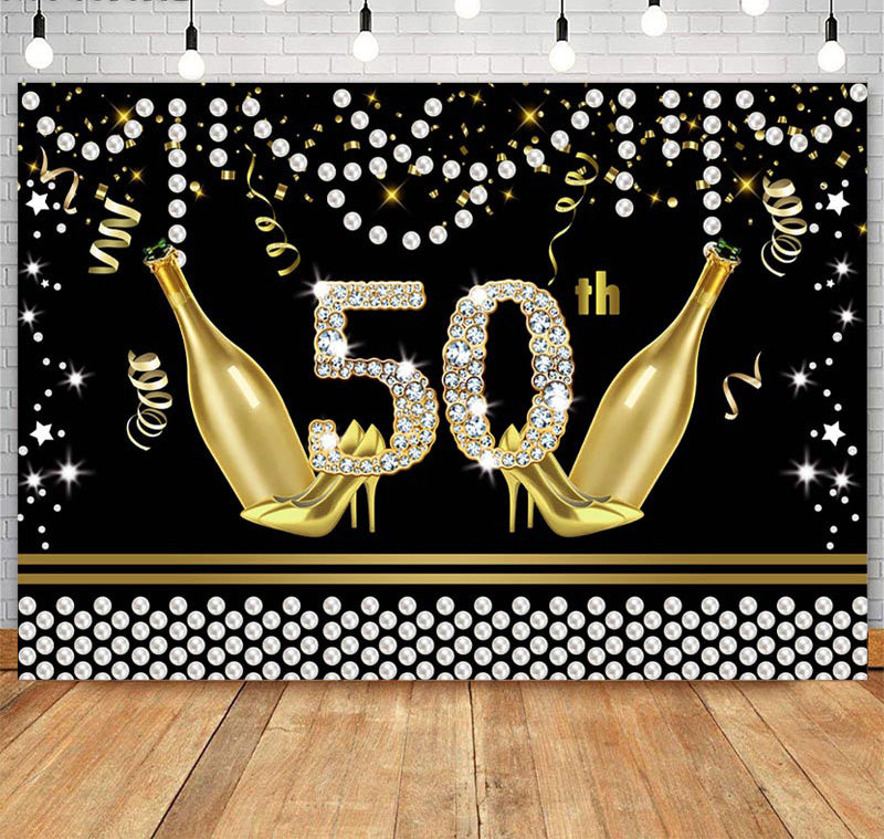 Feliz 50 cumpleaños telón de fondo Banner fotomatón decoración