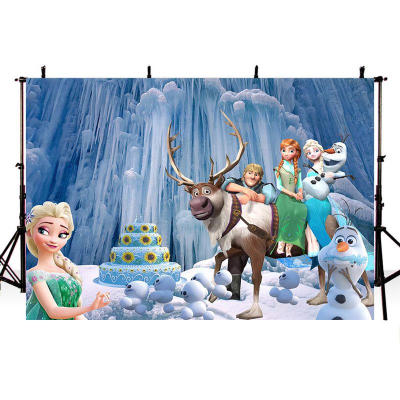 Disney Frozen Photo Background Elsa Kids Birthday Party Decoration Backdrop for Photography Studio Custom Banner