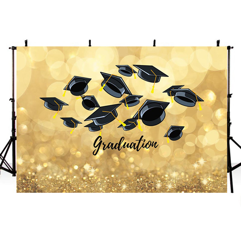 Bachelor Cap background high school photo booth props 2019 graduation banner photo backdrop golden sparkle photo backdrop shine glitter vinyl background elementary graduation photo props for teenage