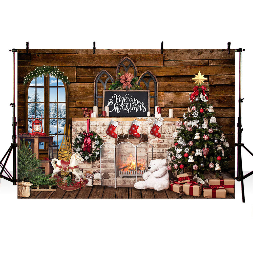 Merry Christmas Backdrop for Children Kids Portrait Photography Brick ...