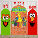 Customize Size Cartoon Street Photo Background Elmo Character Cover Theme Arch Background Double Side Elastic Covers